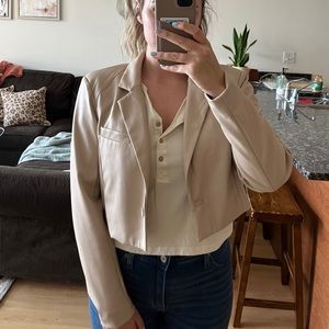 NWOT Abercrombie Crop Faux Leather Blazer